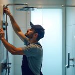 Tecnico instalando um chuveiro